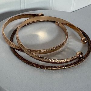 Gold Textured Bracelet Trio